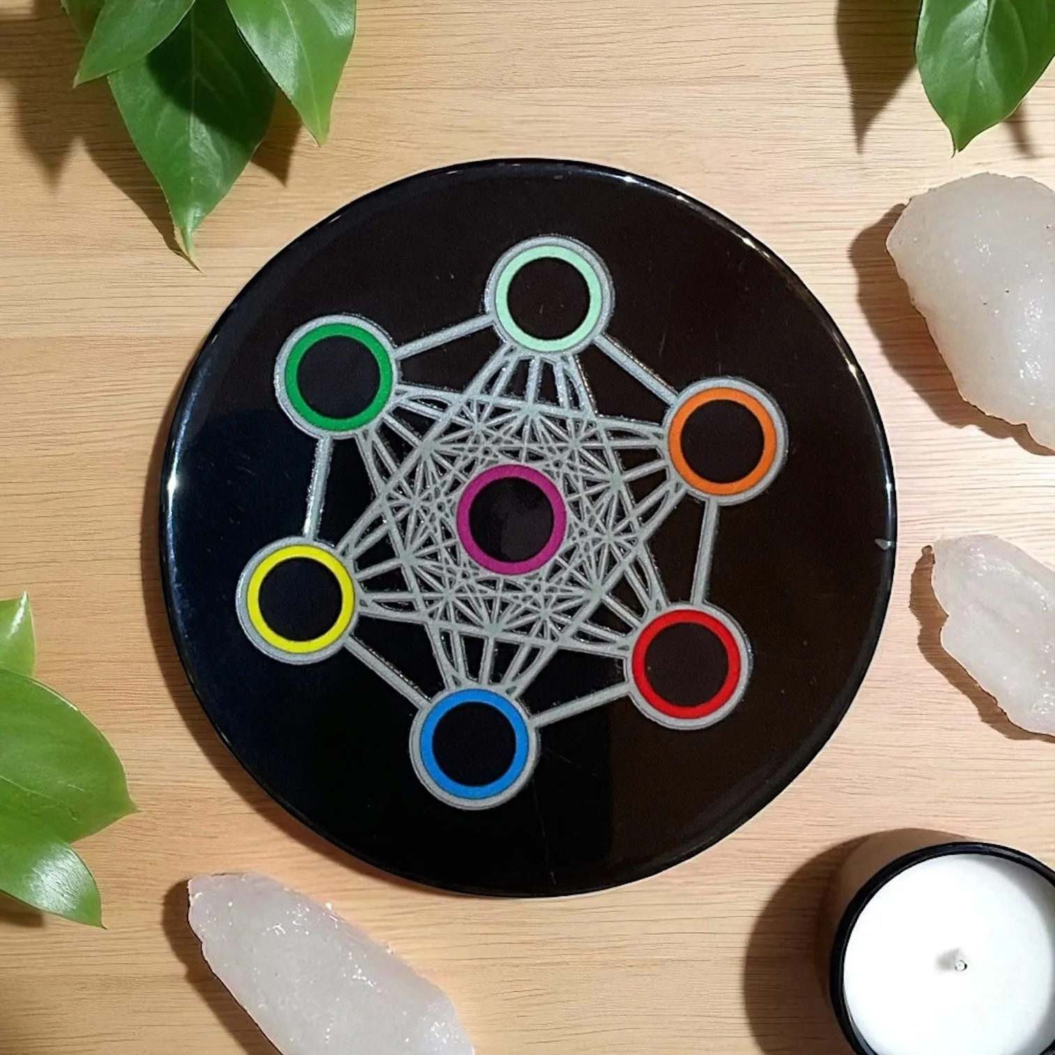 Black Agate Crystal Charging Plate
