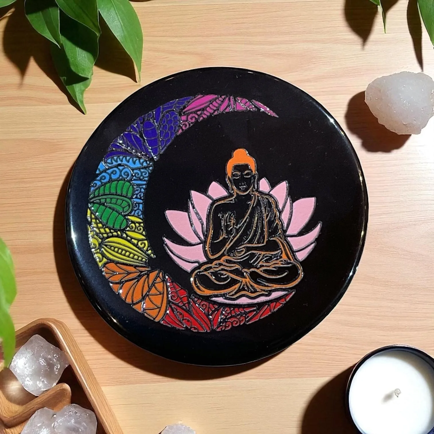 Black Agate Crystal Charging Plate