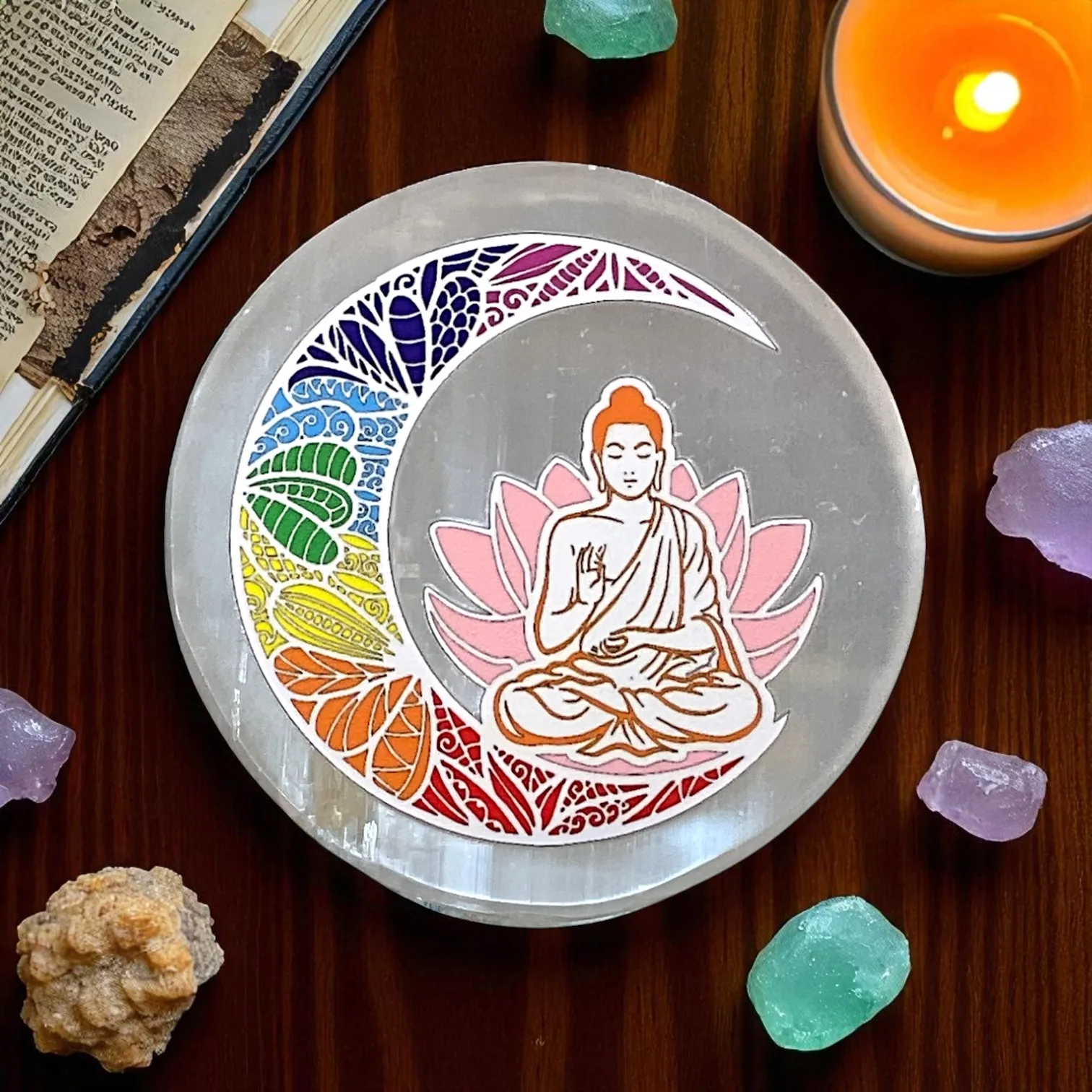 Selenite Round Charging Plate