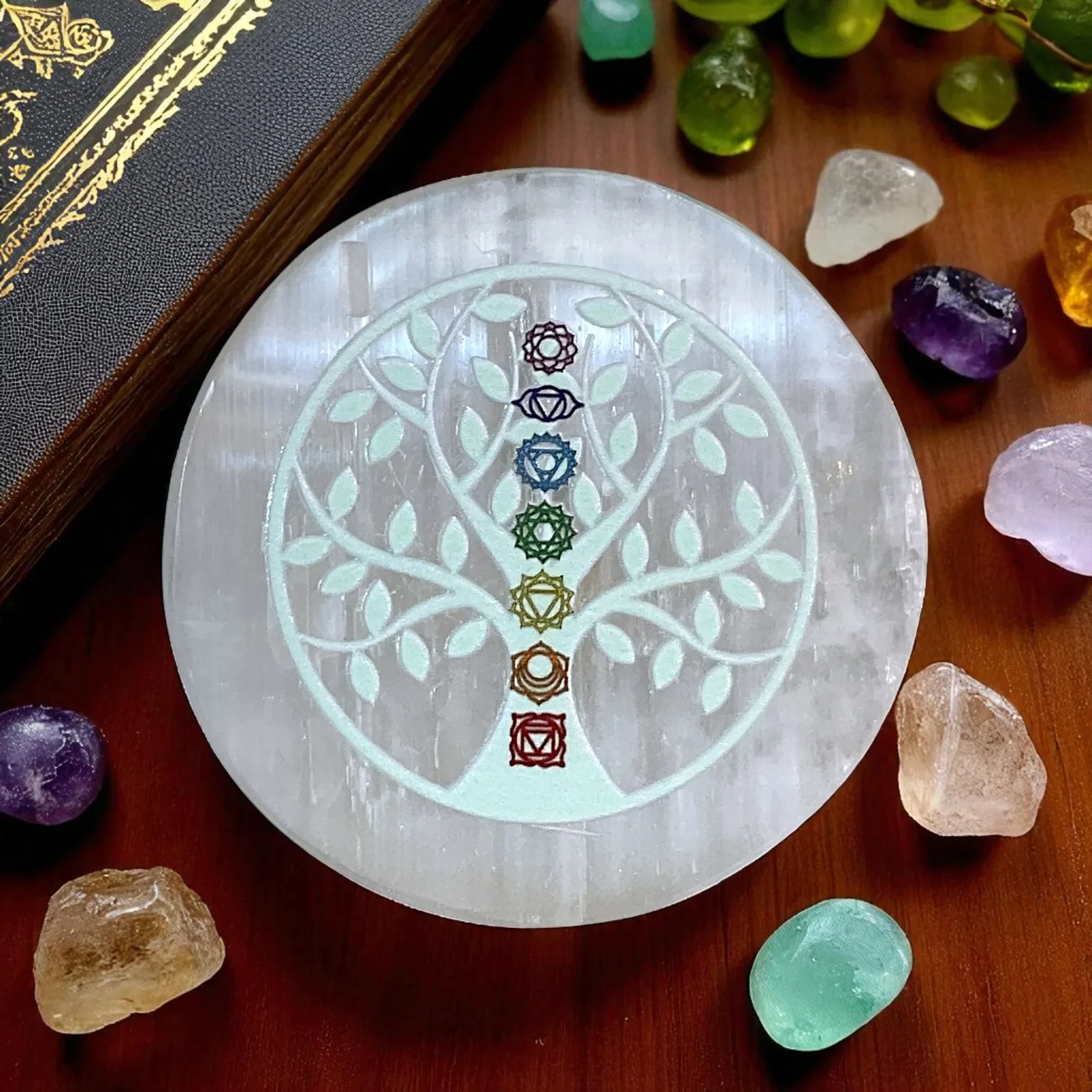 Selenite Round Charging Plate
