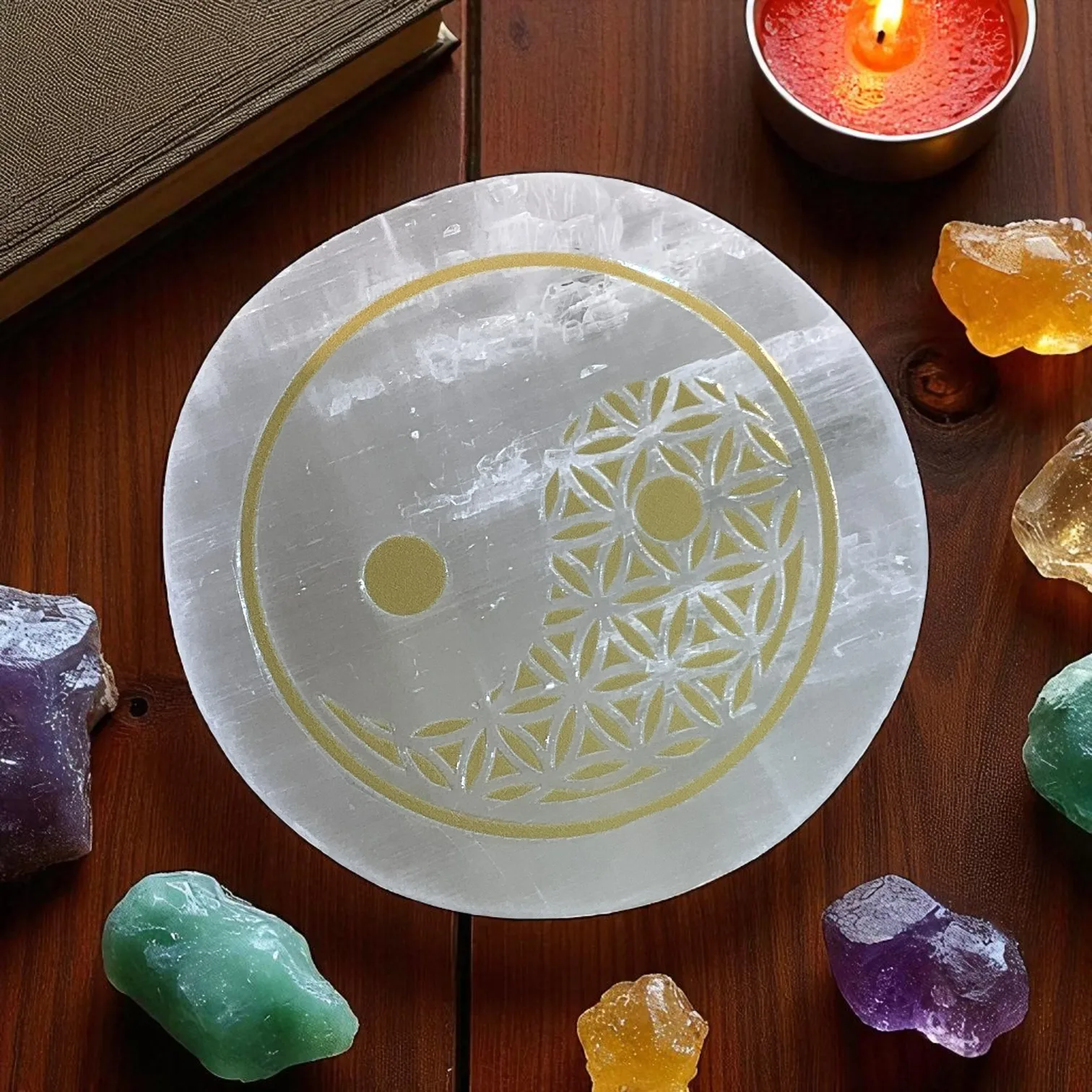 Selenite Round Charging Plate