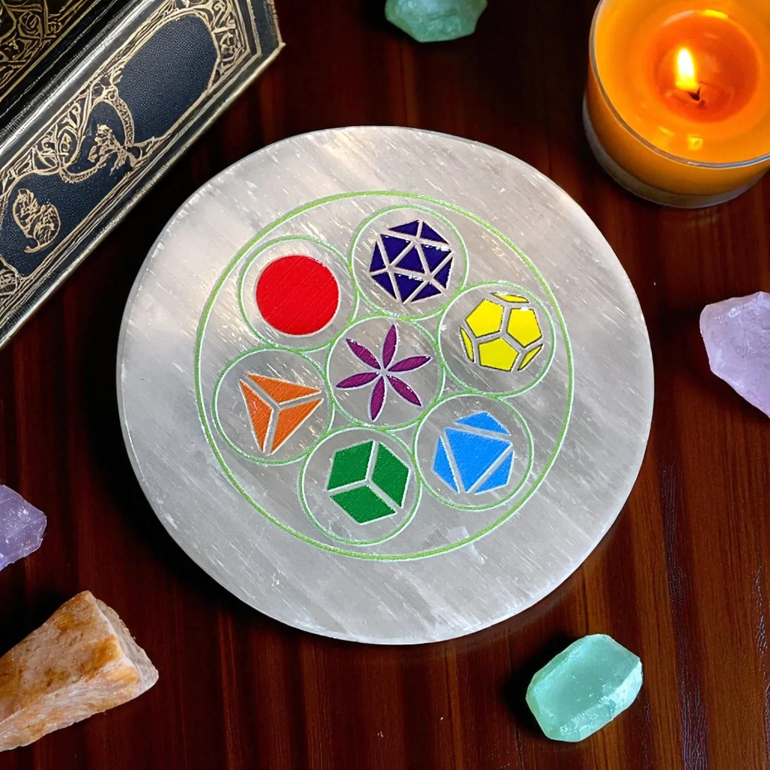 Selenite Round Charging Plate