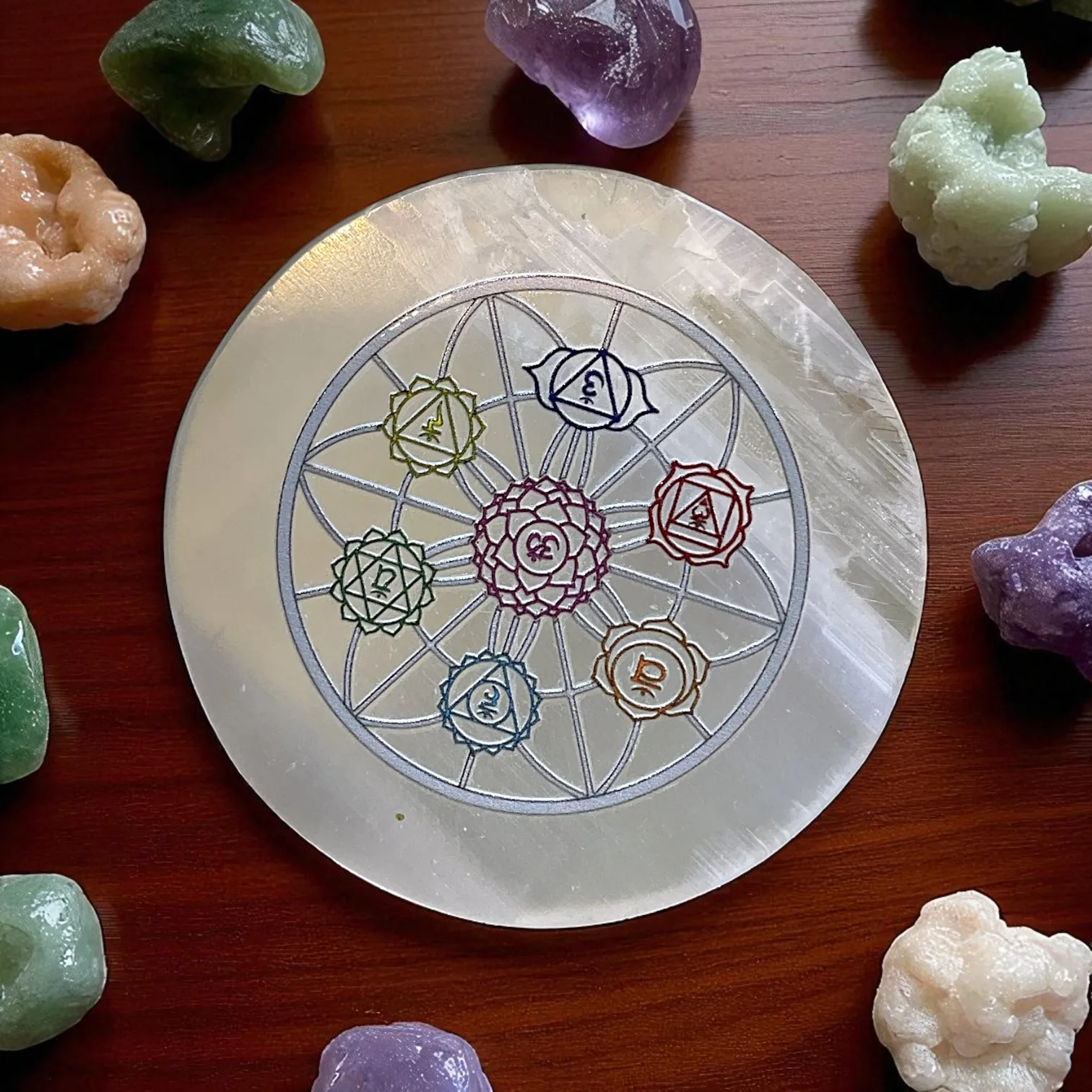 Selenite Round Charging Plate