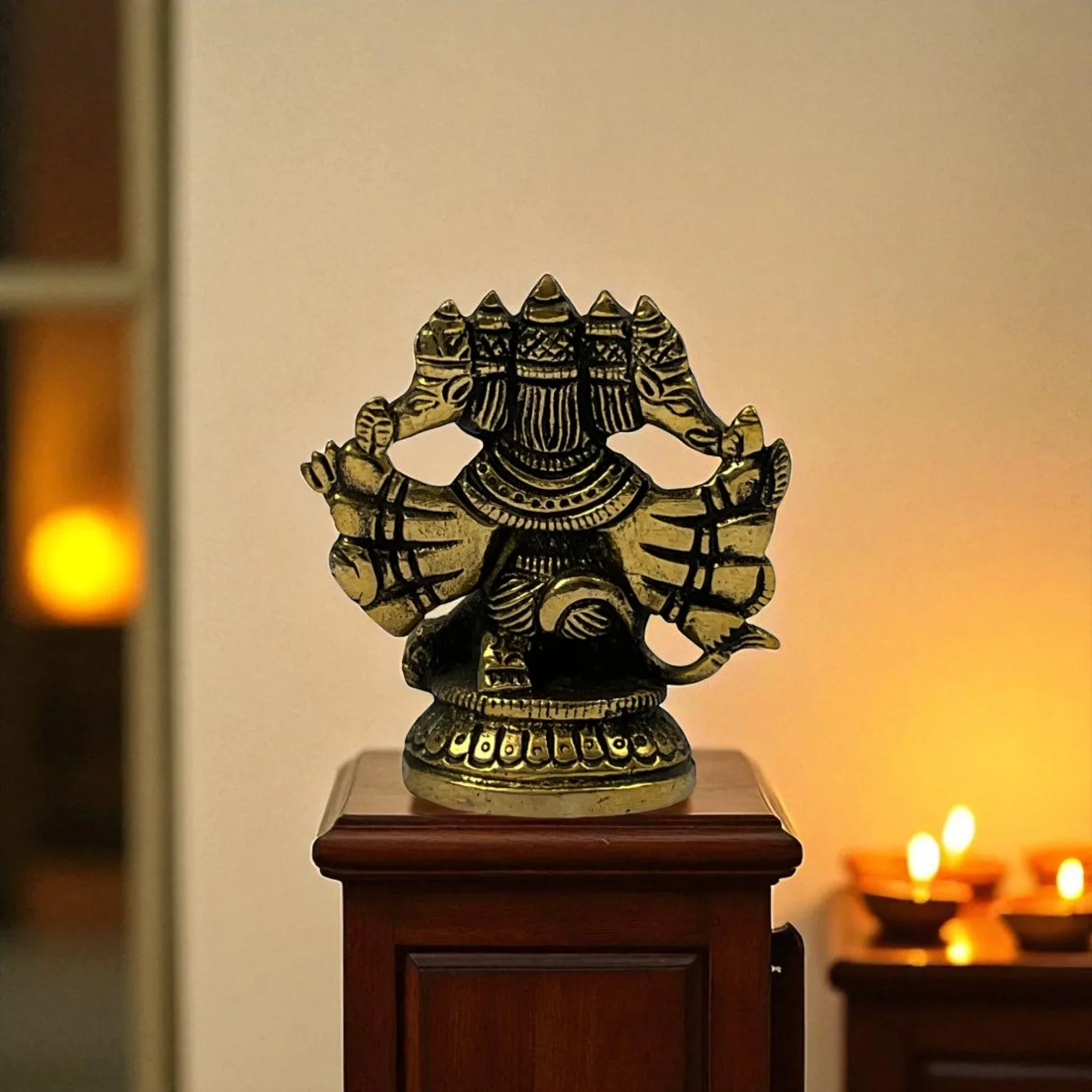 Brass 5 face hanuman ji ( stand )