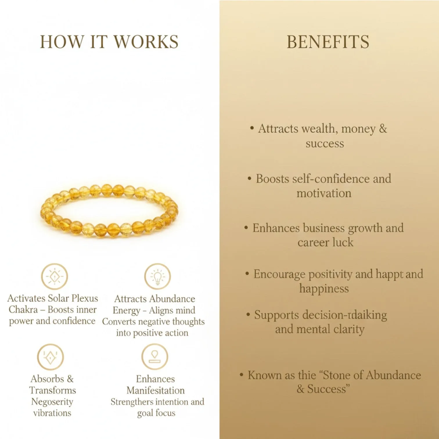 Citrine Bracelet for Motivation & Strength (5-6) mm beads
