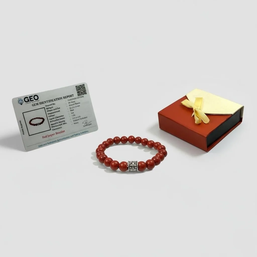 Classic Red Jasper Bead Bracelet