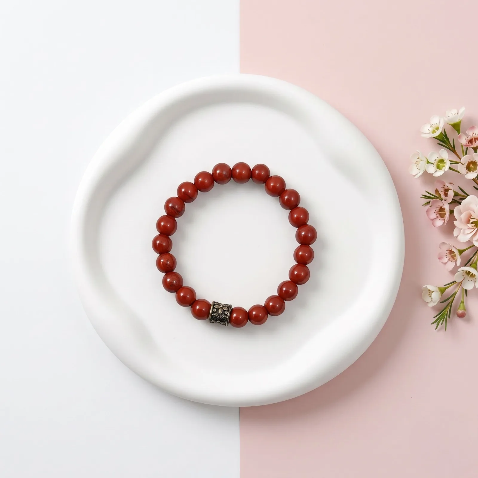 Classic Red Jasper Bead Bracelet