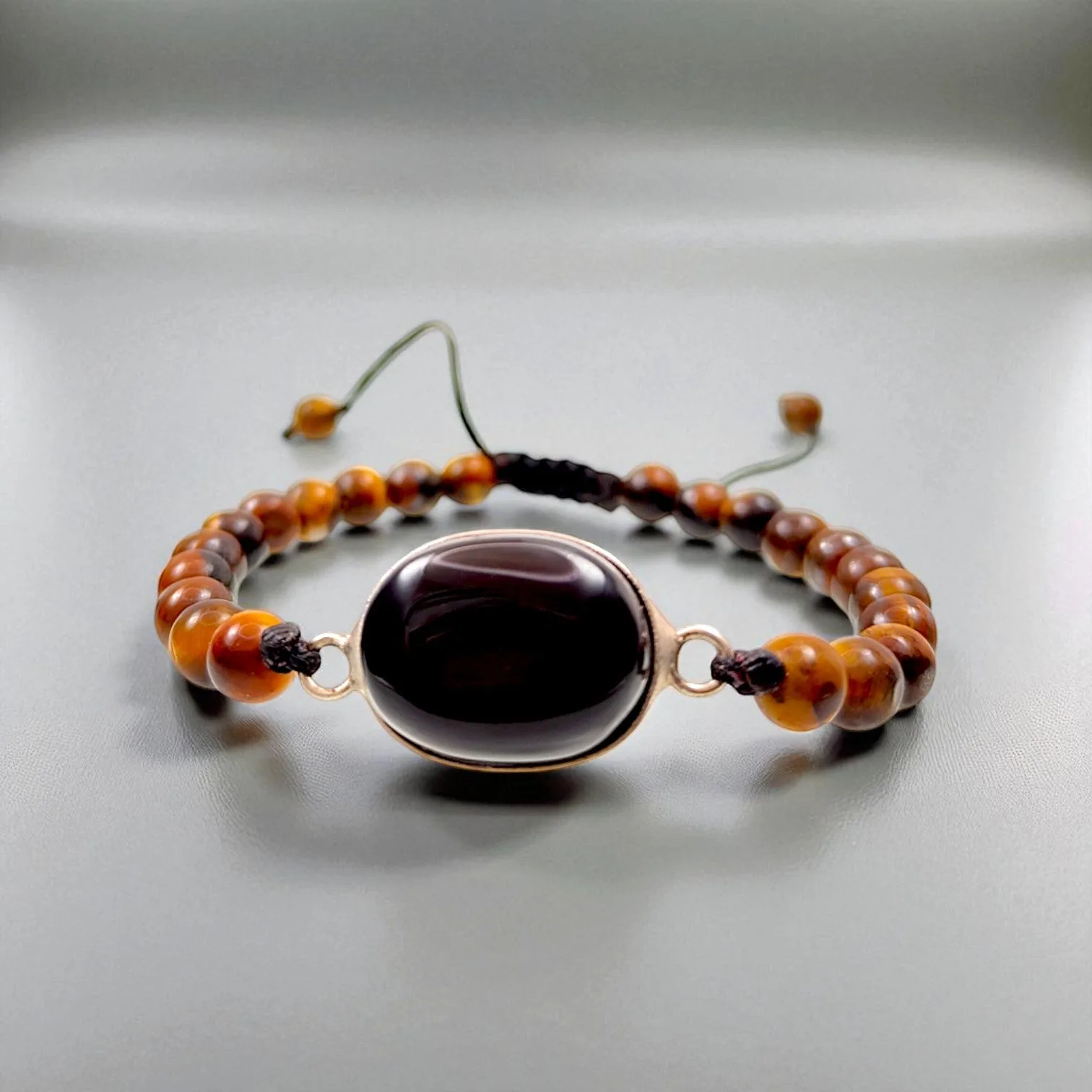 Black Obsidian with Tiger Eye Strength Bracelet