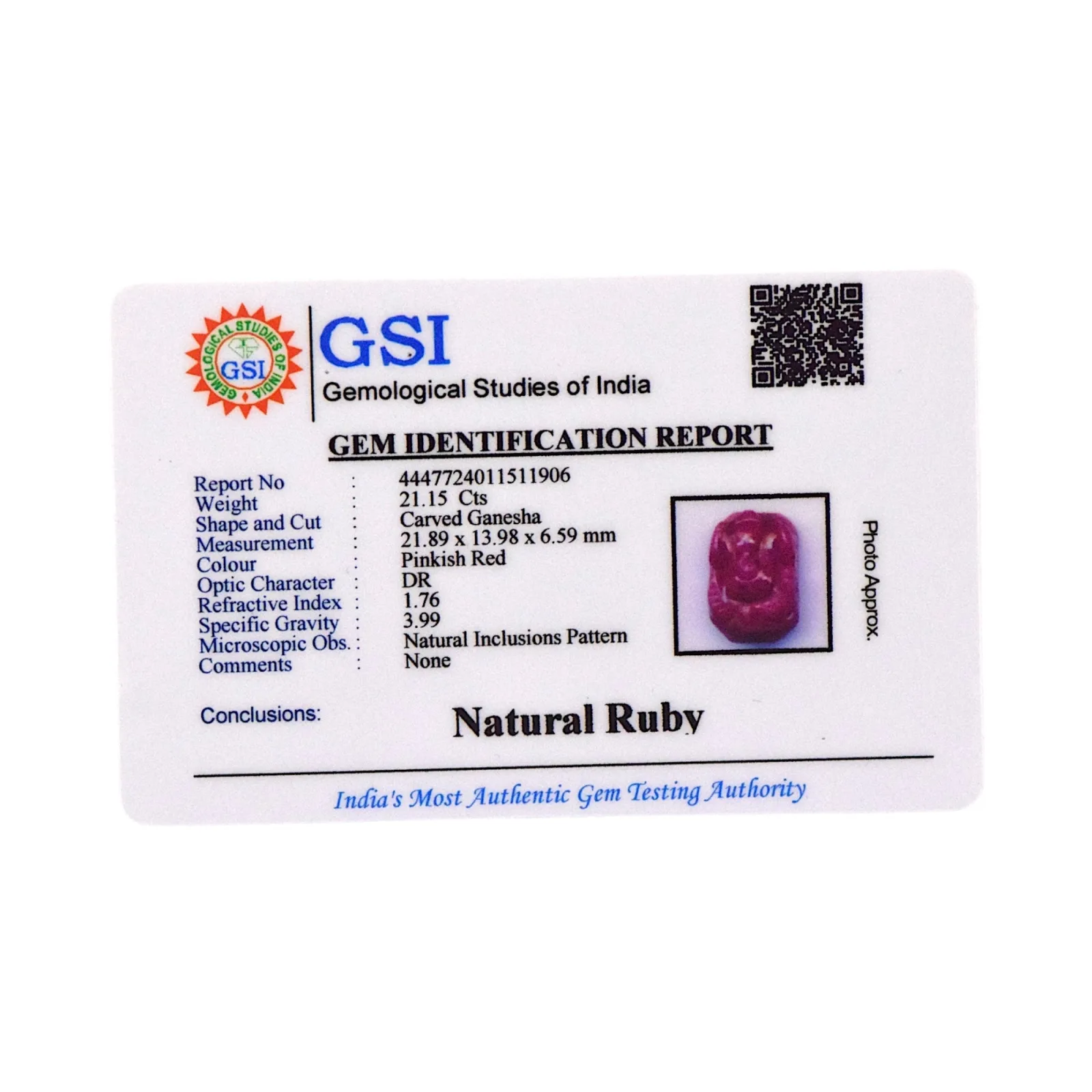 Ruby Ganesha - 21.15 Carat