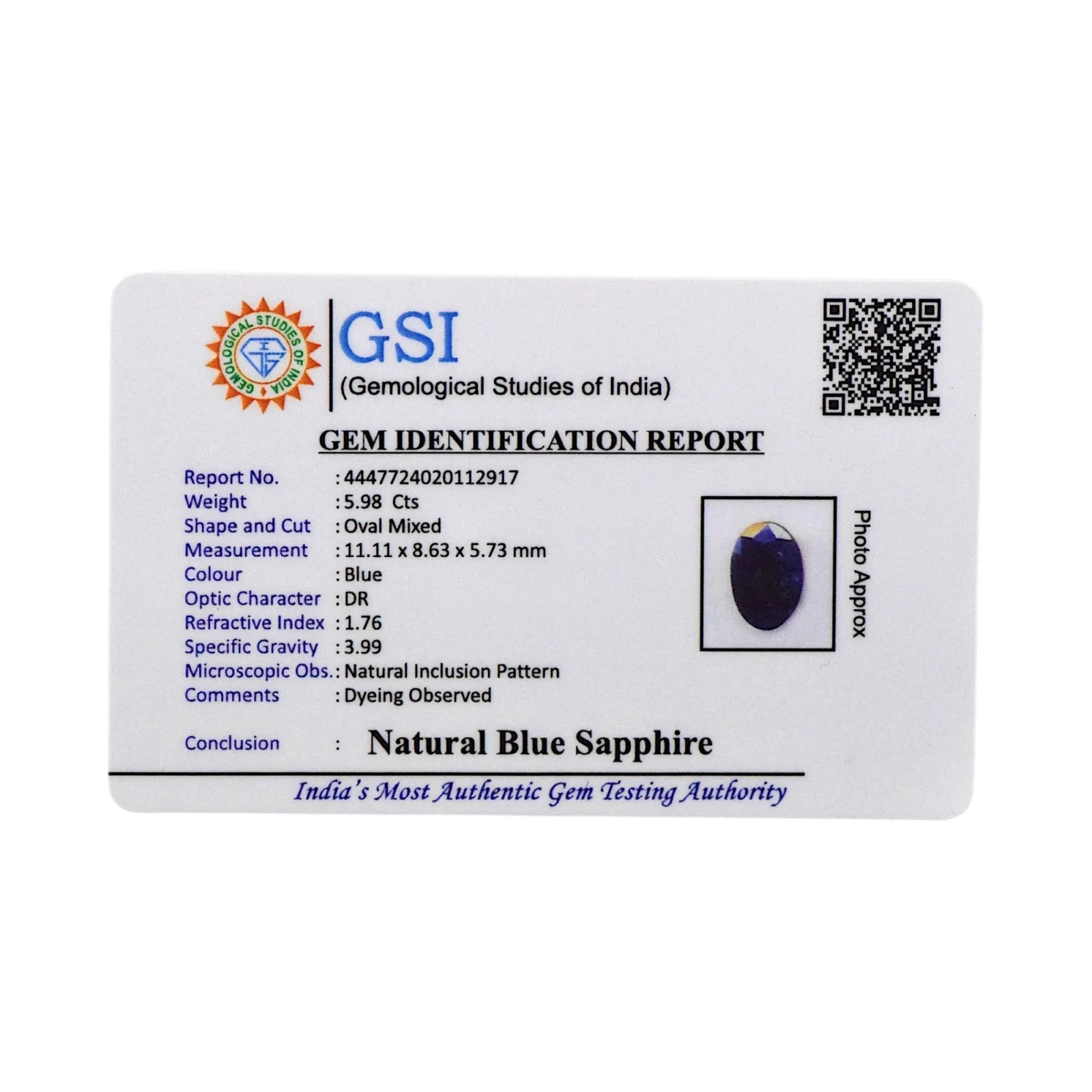 Blue Sapphire - 5.98 Carat