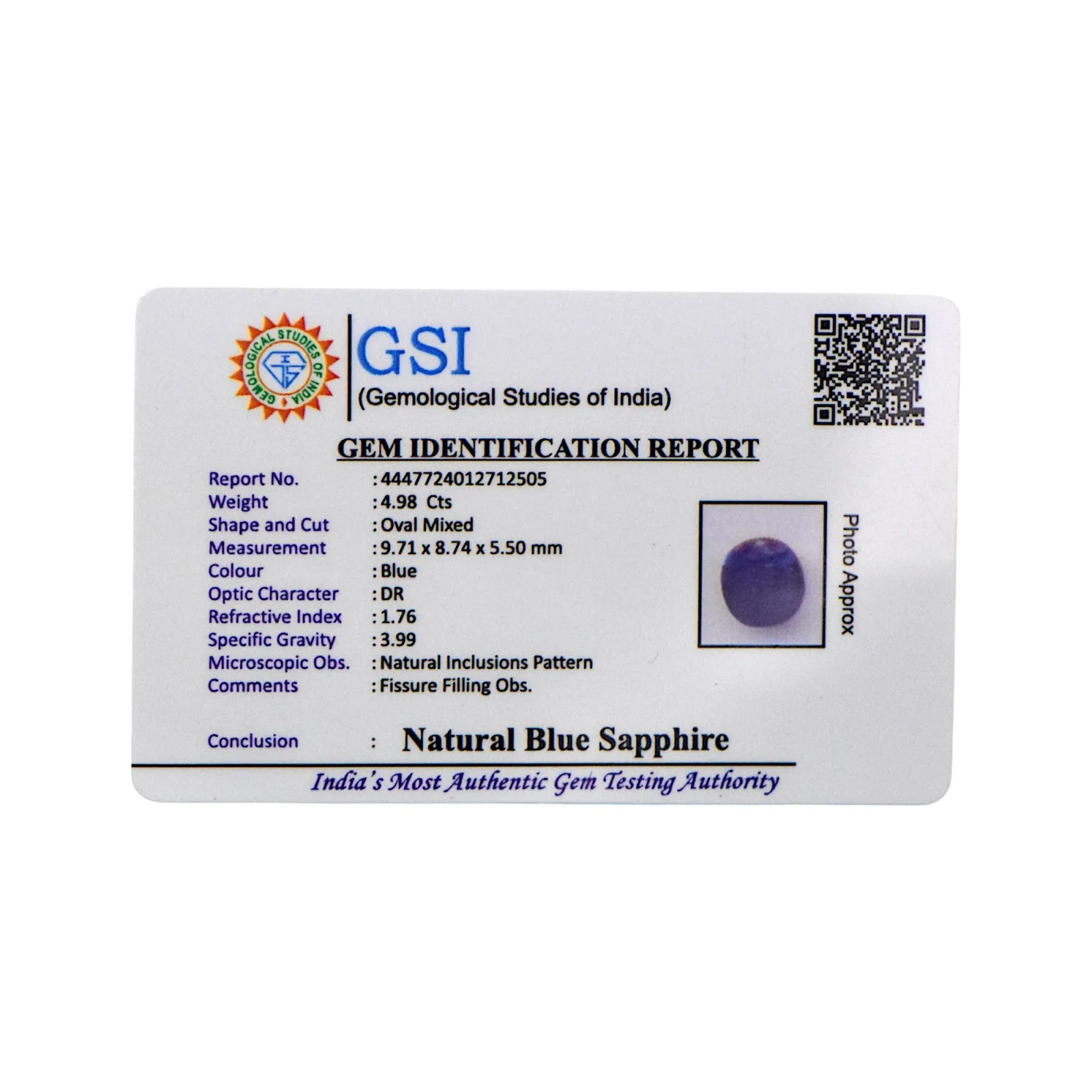 Blue Sapphire - 4.98 Carat