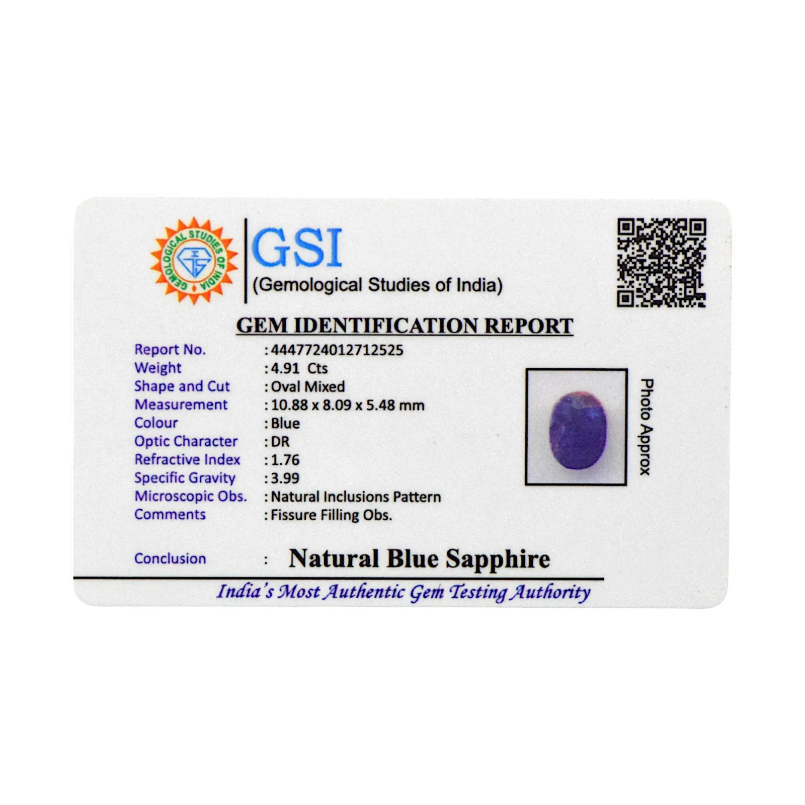 Blue Sapphire - 4.91 Carat