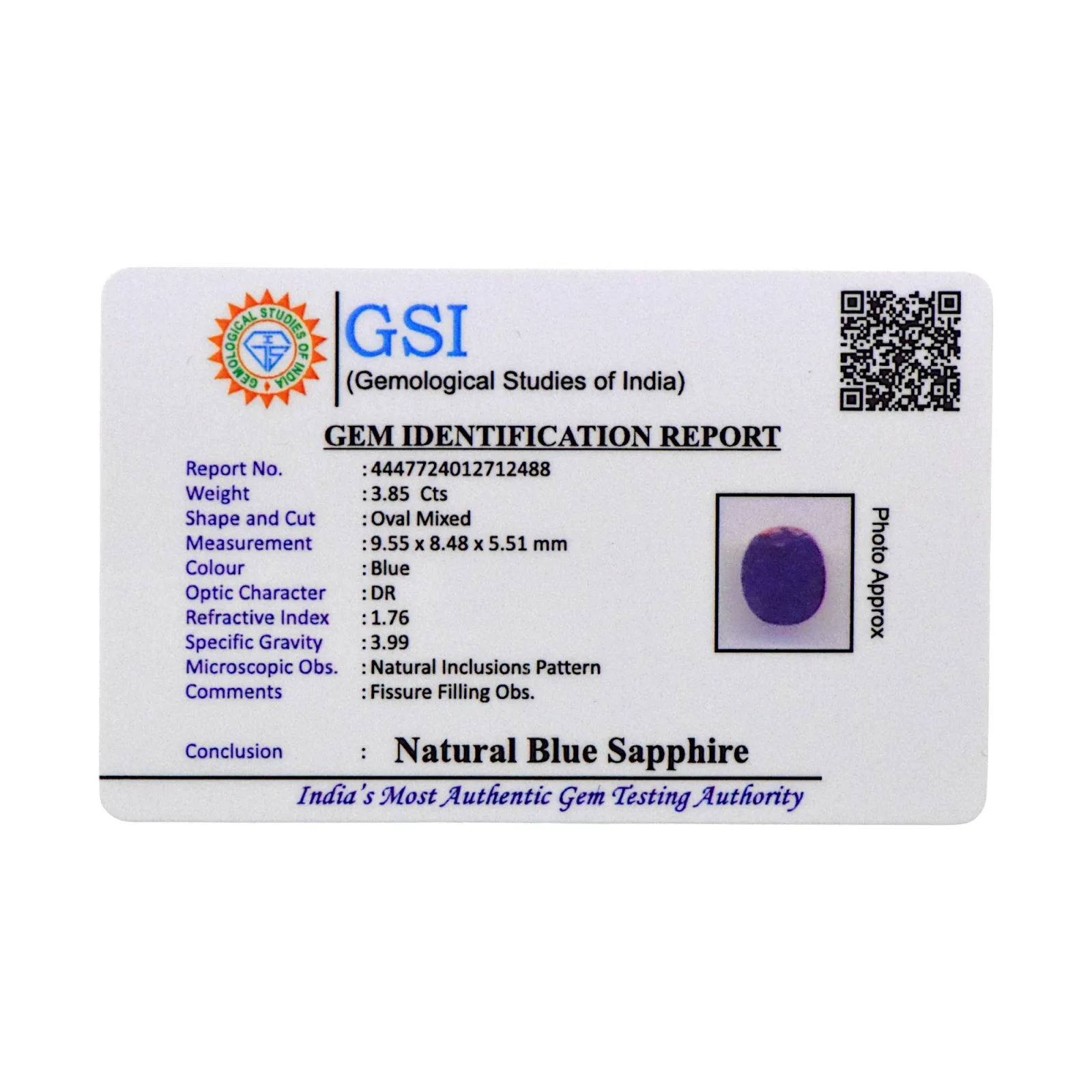 Blue Sapphire - 3.85 Carat