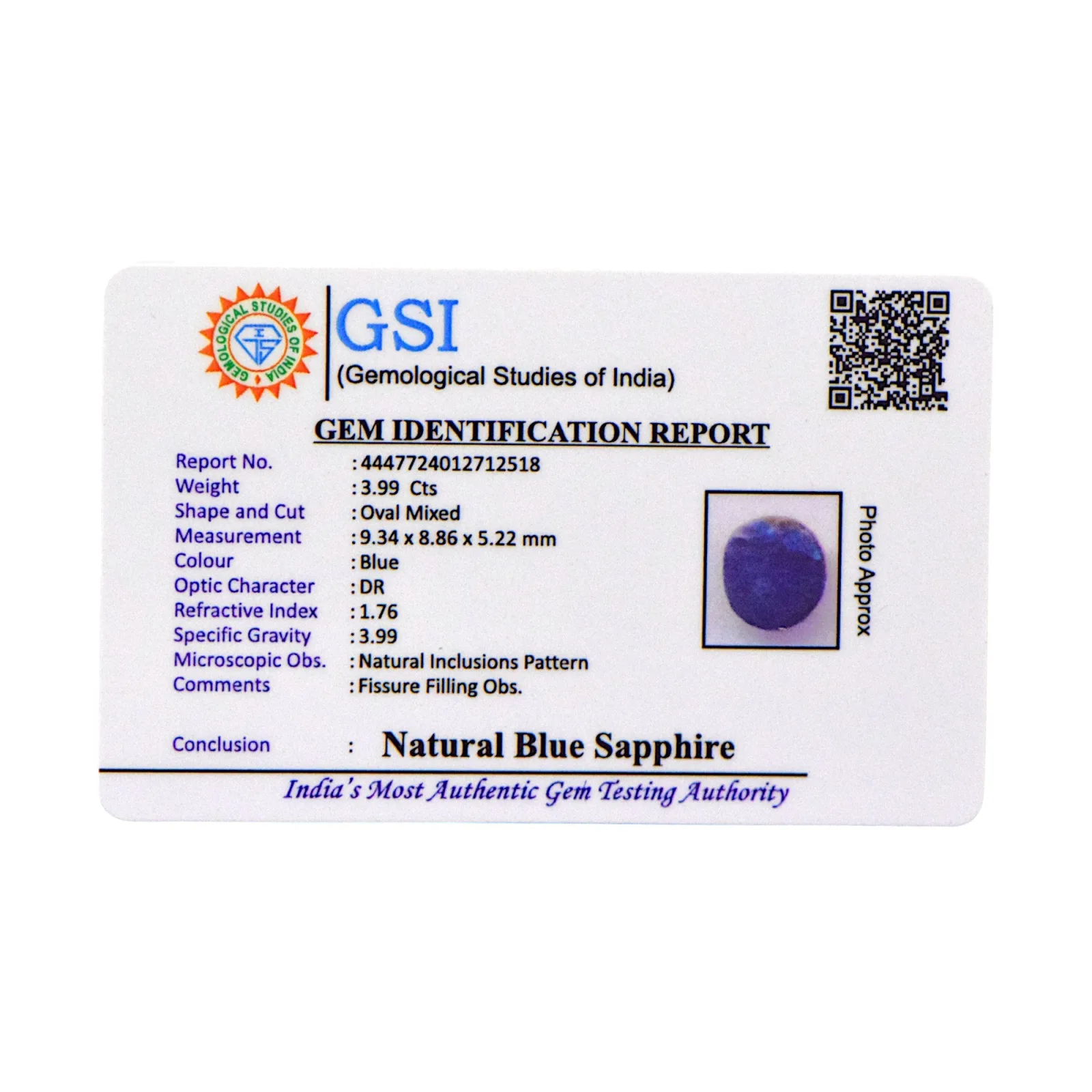 Blue Sapphire - 3.99 Carat
