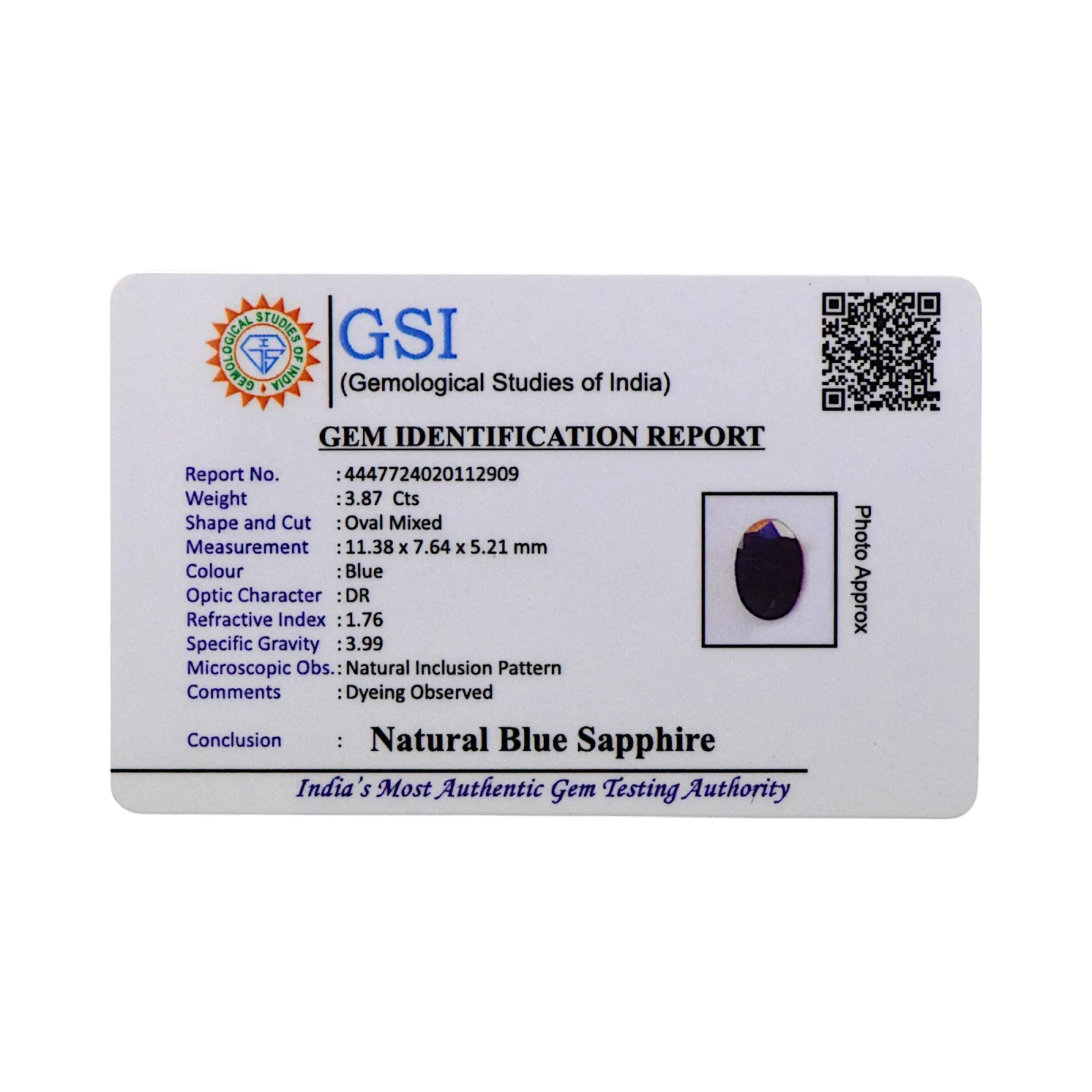 Blue Sapphire - 3.87 Carat