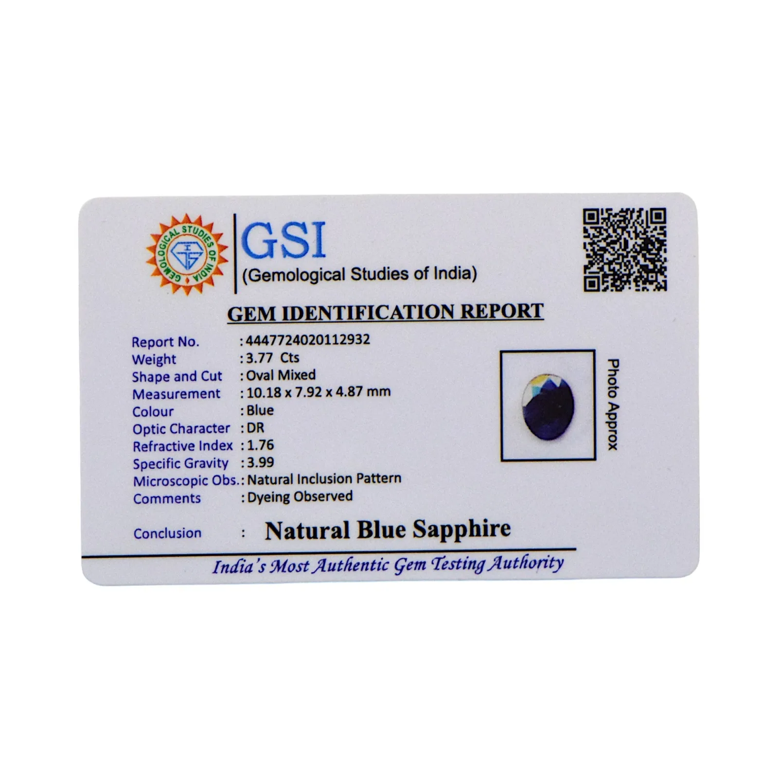Blue Sapphire - 3.77 Carat