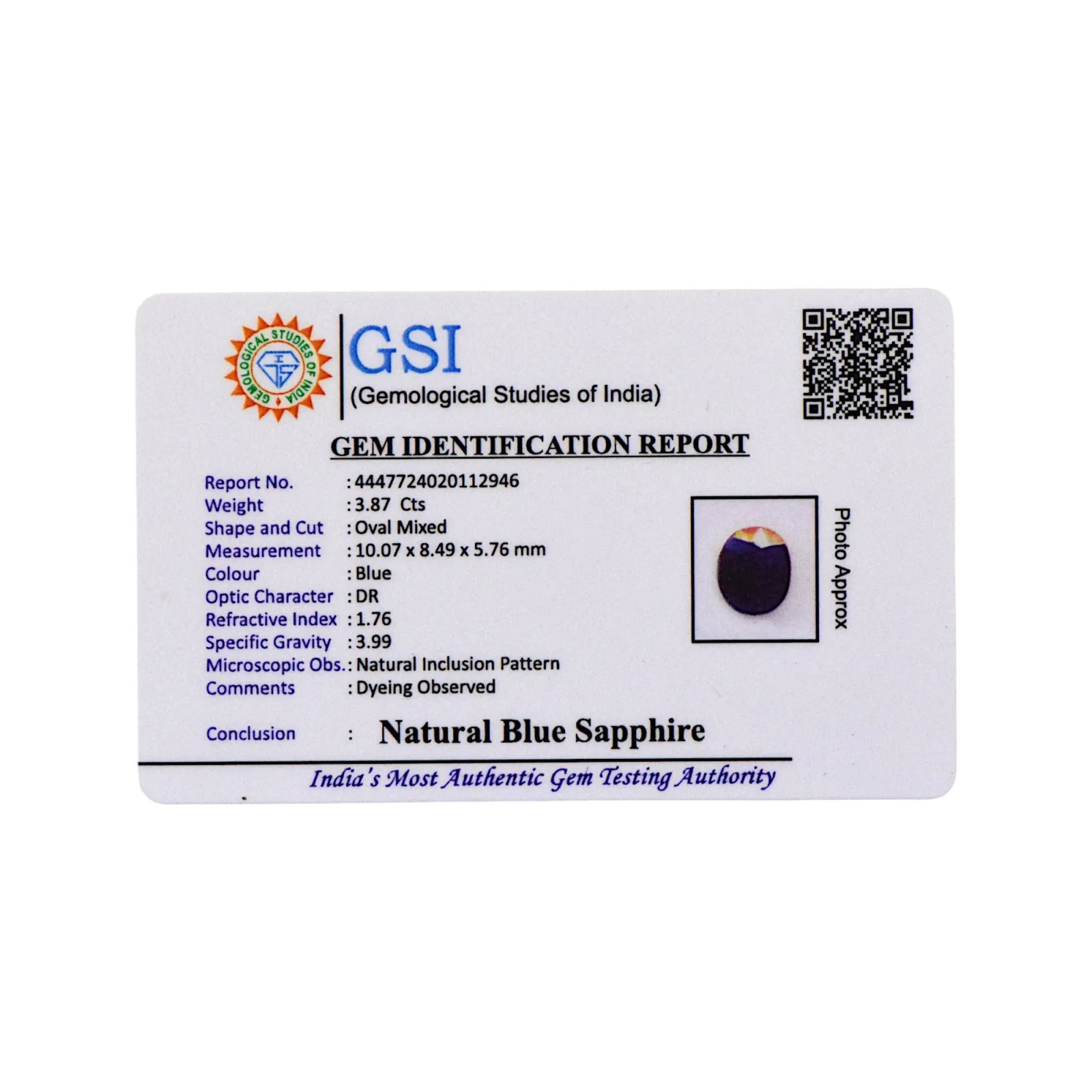 Blue Sapphire - 3.87 Ct