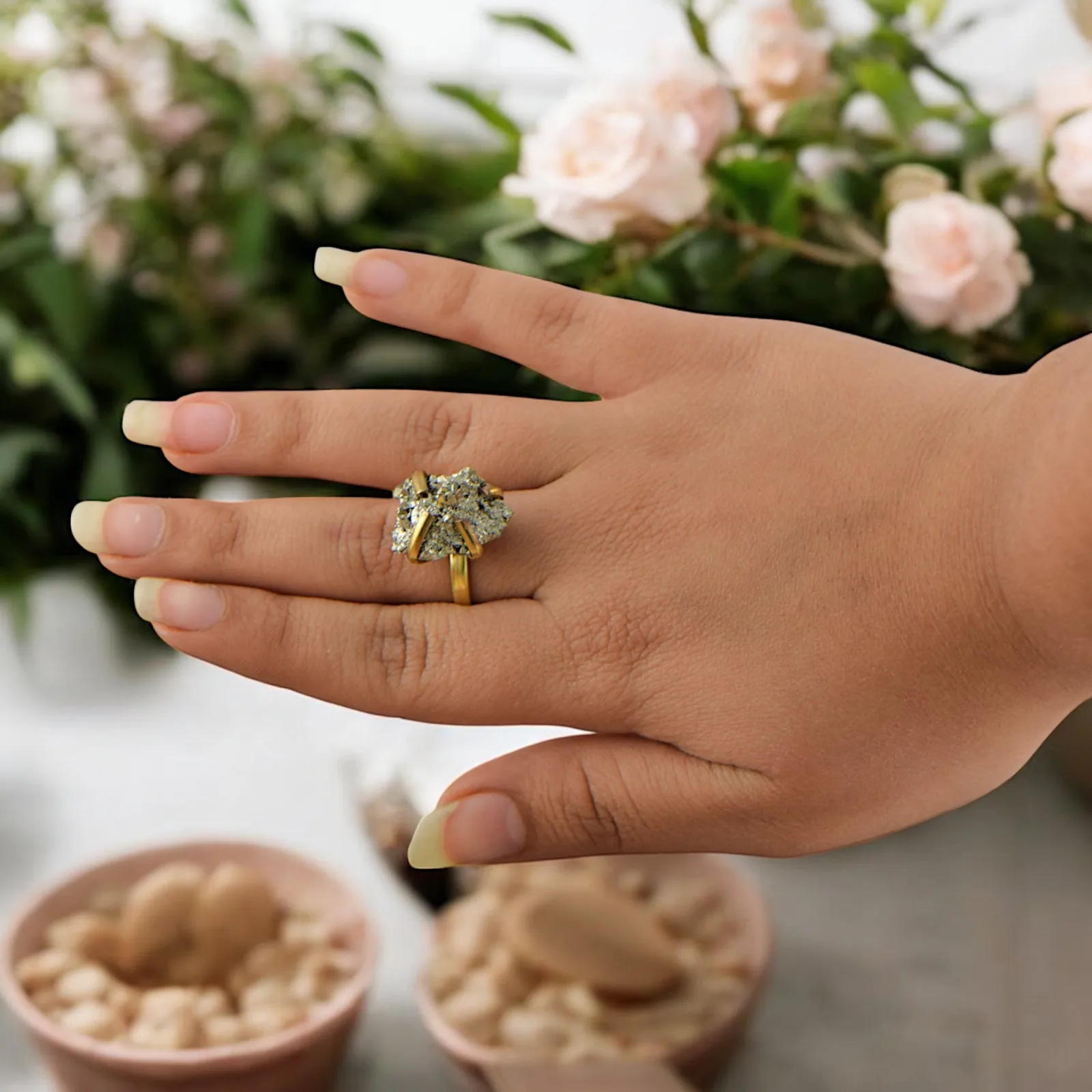Golden Pyrite Money Magnet Ring / Money & Abundance