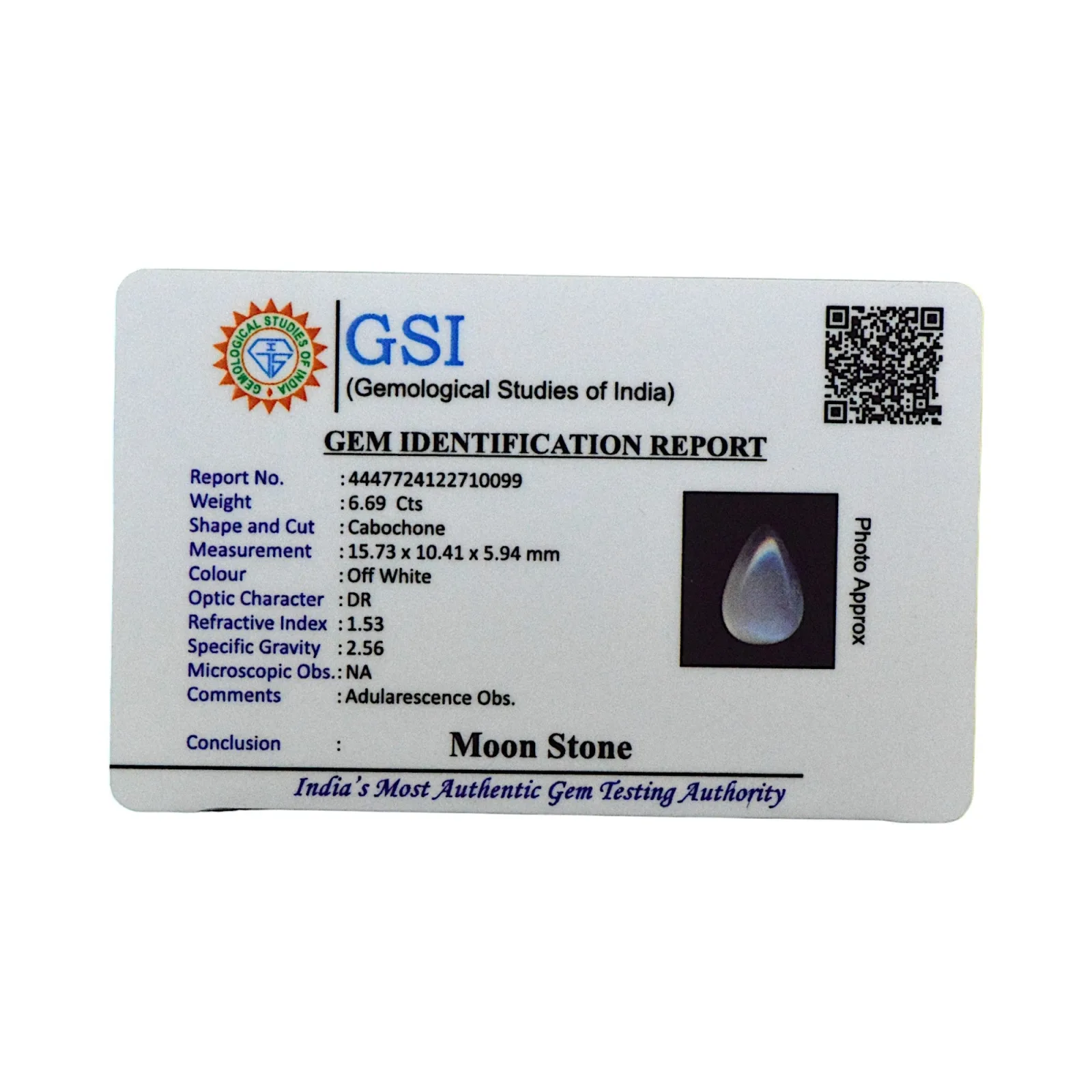 Blue Moonstone - 6.69 Carat