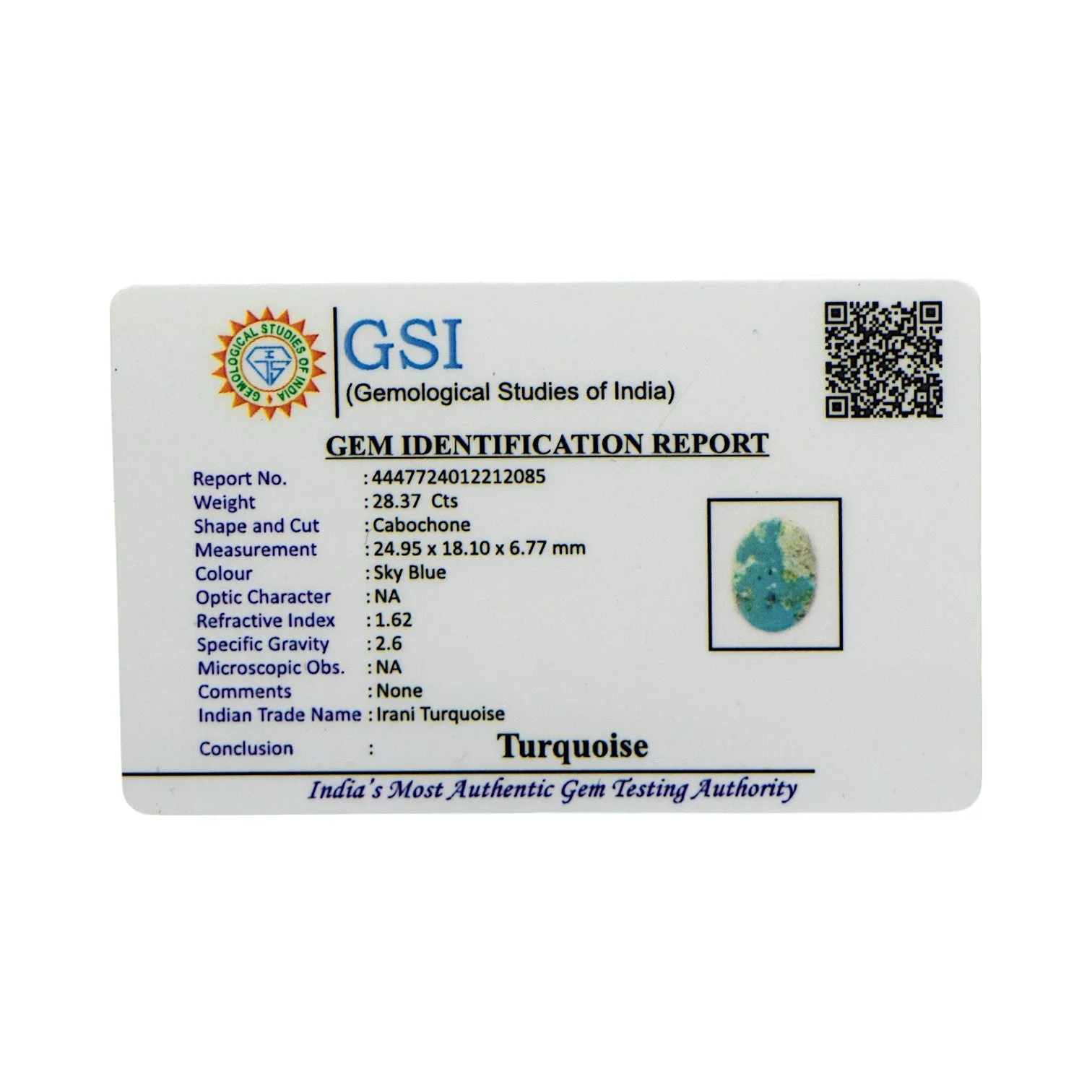 Irani Turquoise - 28.37 Carat / A-Quality