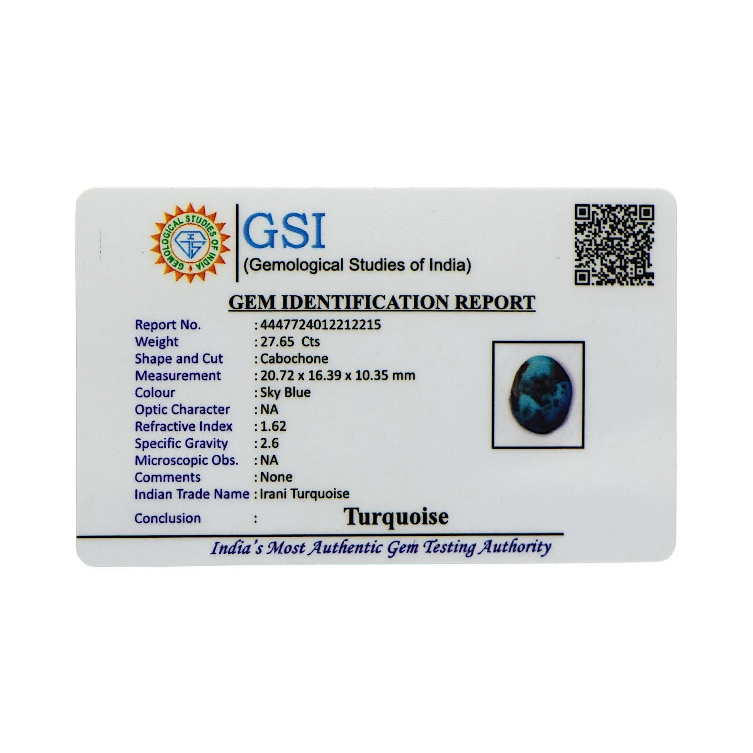 Irani Turquoise - 27.65 Carat / AAA-Quality