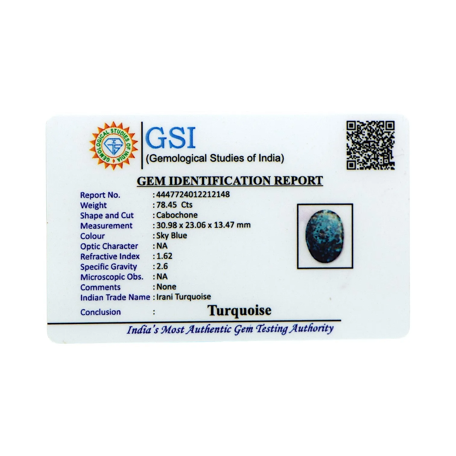 Irani Turquoise - 78.45 Carat / AAA-Quality