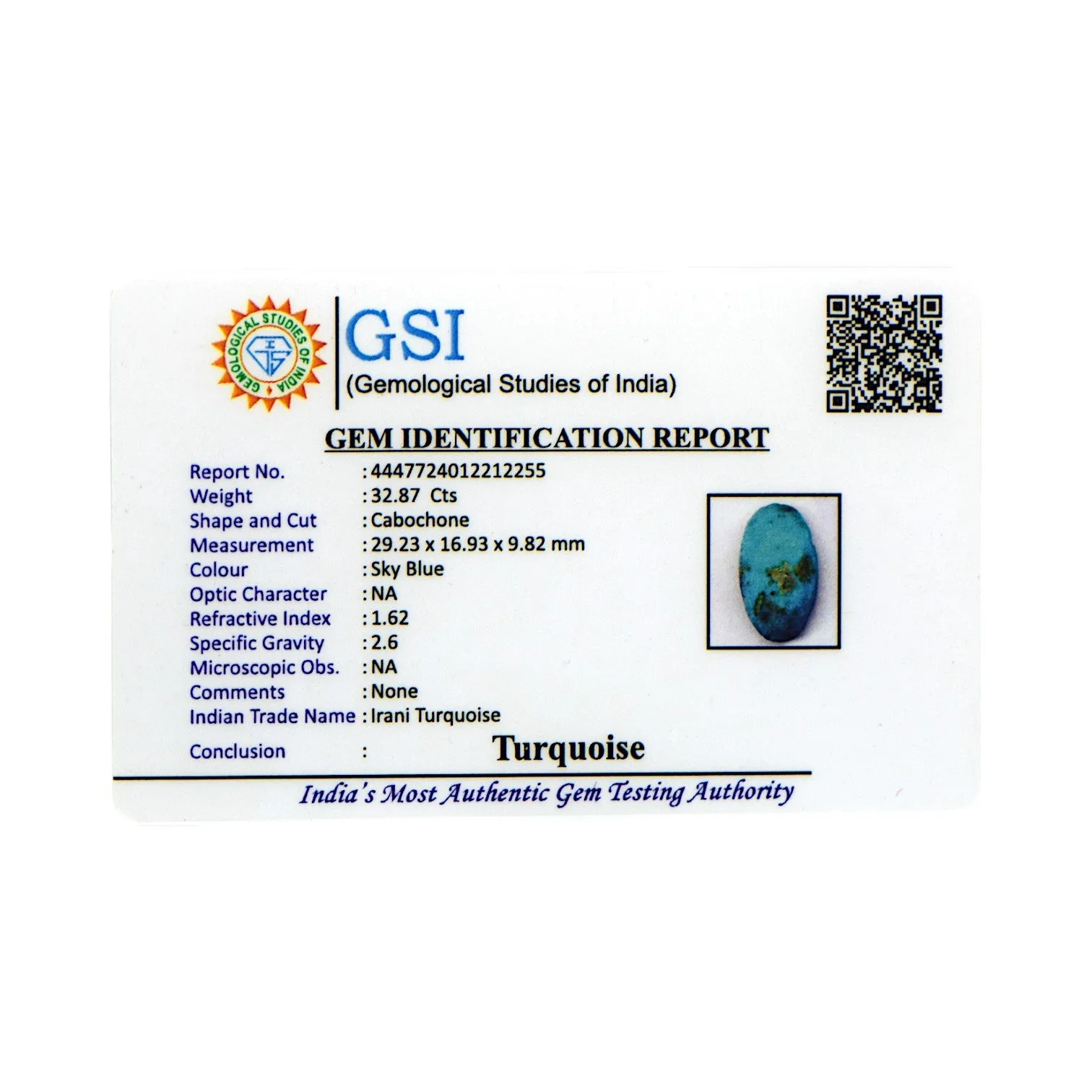 Irani Turquoise - 32.87 Carat / AAA-Quality