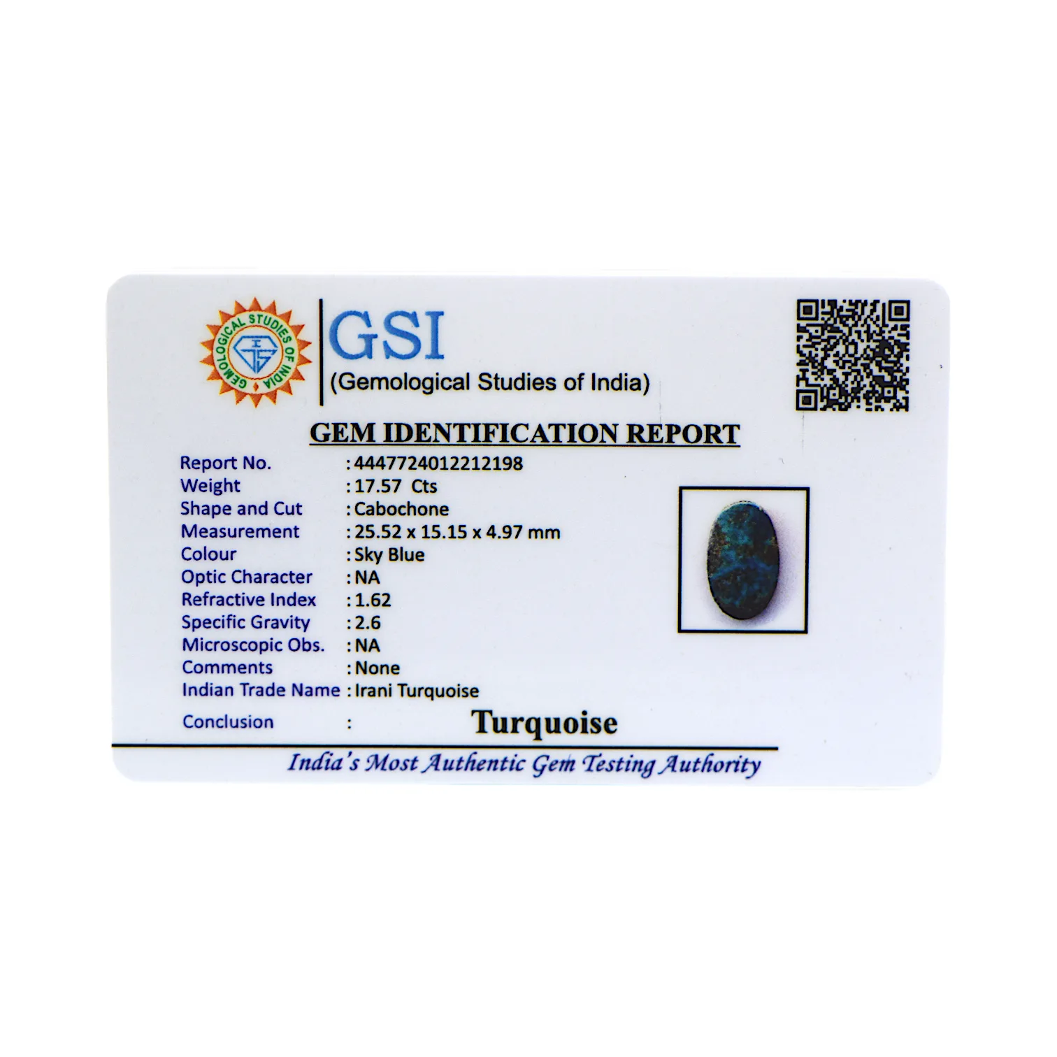 Irani Turquoise - 17.57 Carat / AA-Quality