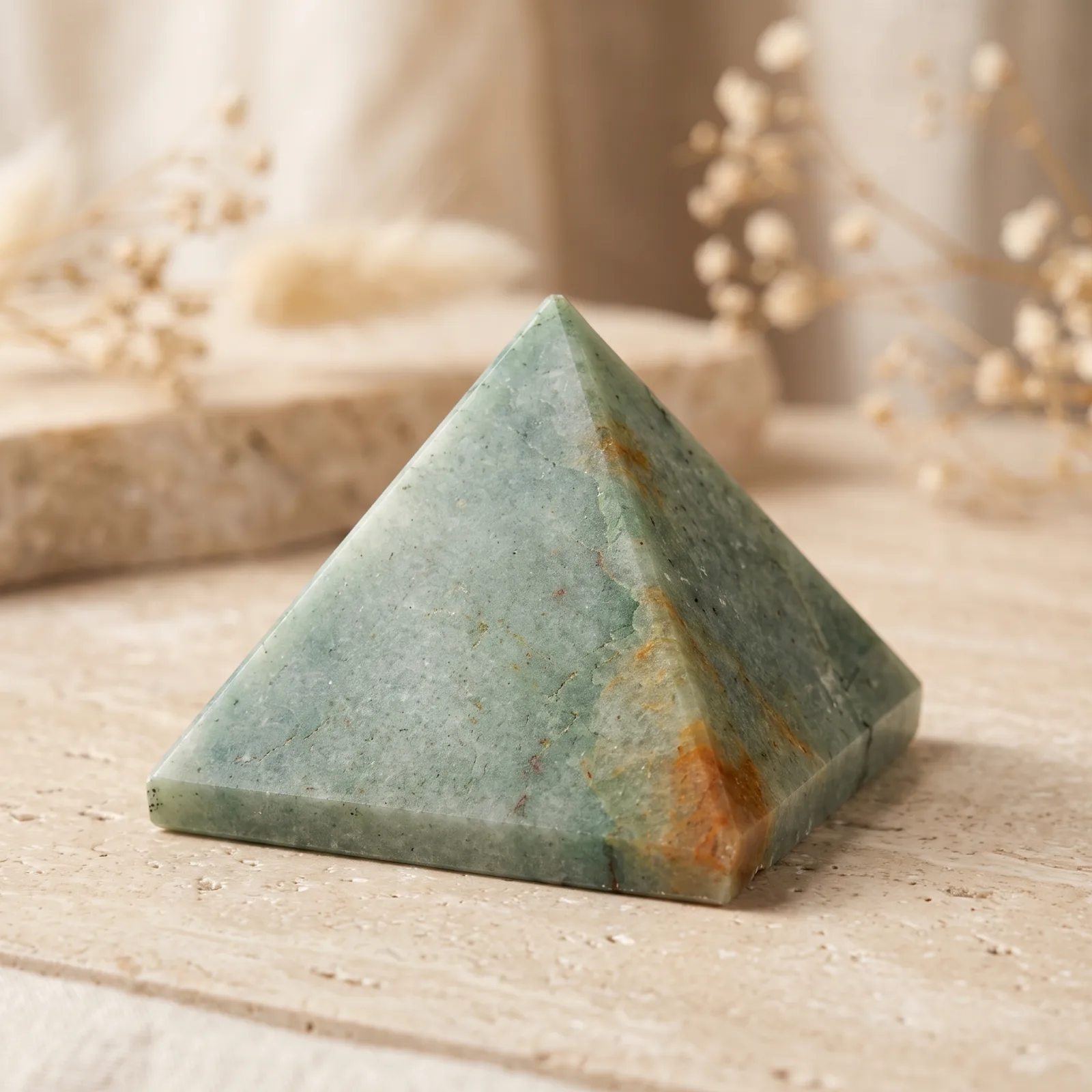 Green Aventurine Pyramid (red shade ) - 4-6 cm