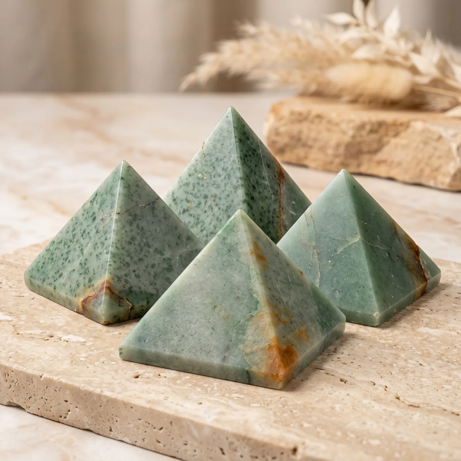 Green Aventurine Pyramid (red shade ) - 4-6 cm