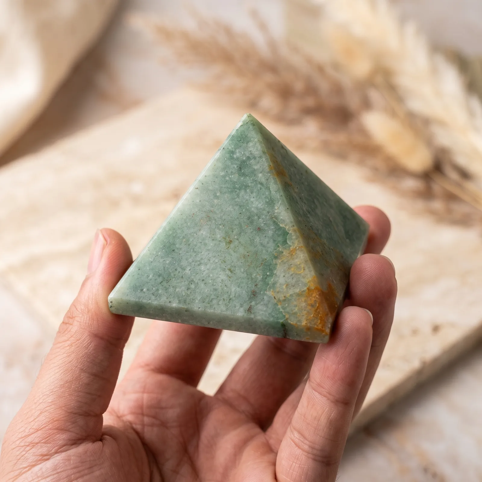 Green Aventurine Pyramid (red shade ) - 4-6 cm