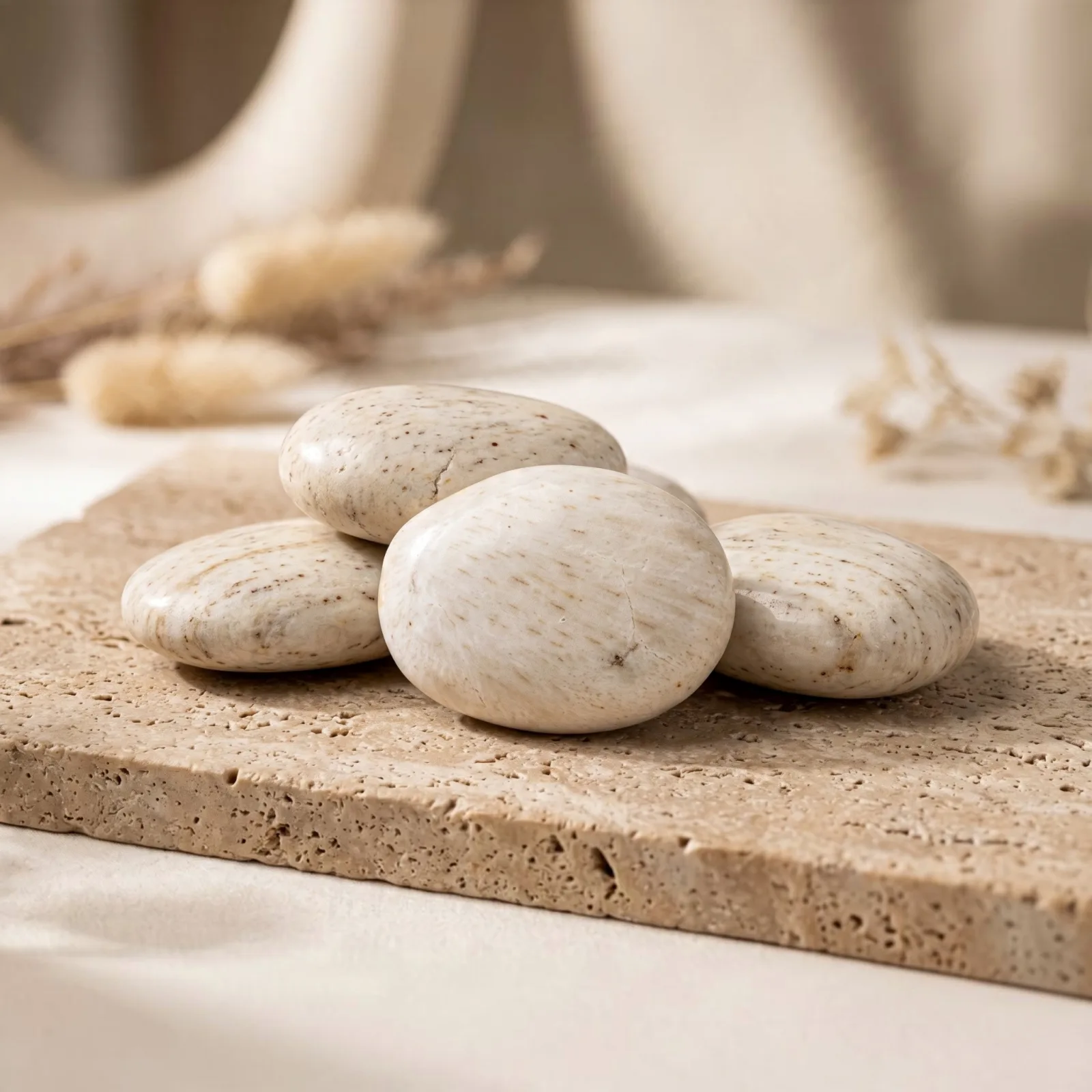 Scolecite Palm Stone
