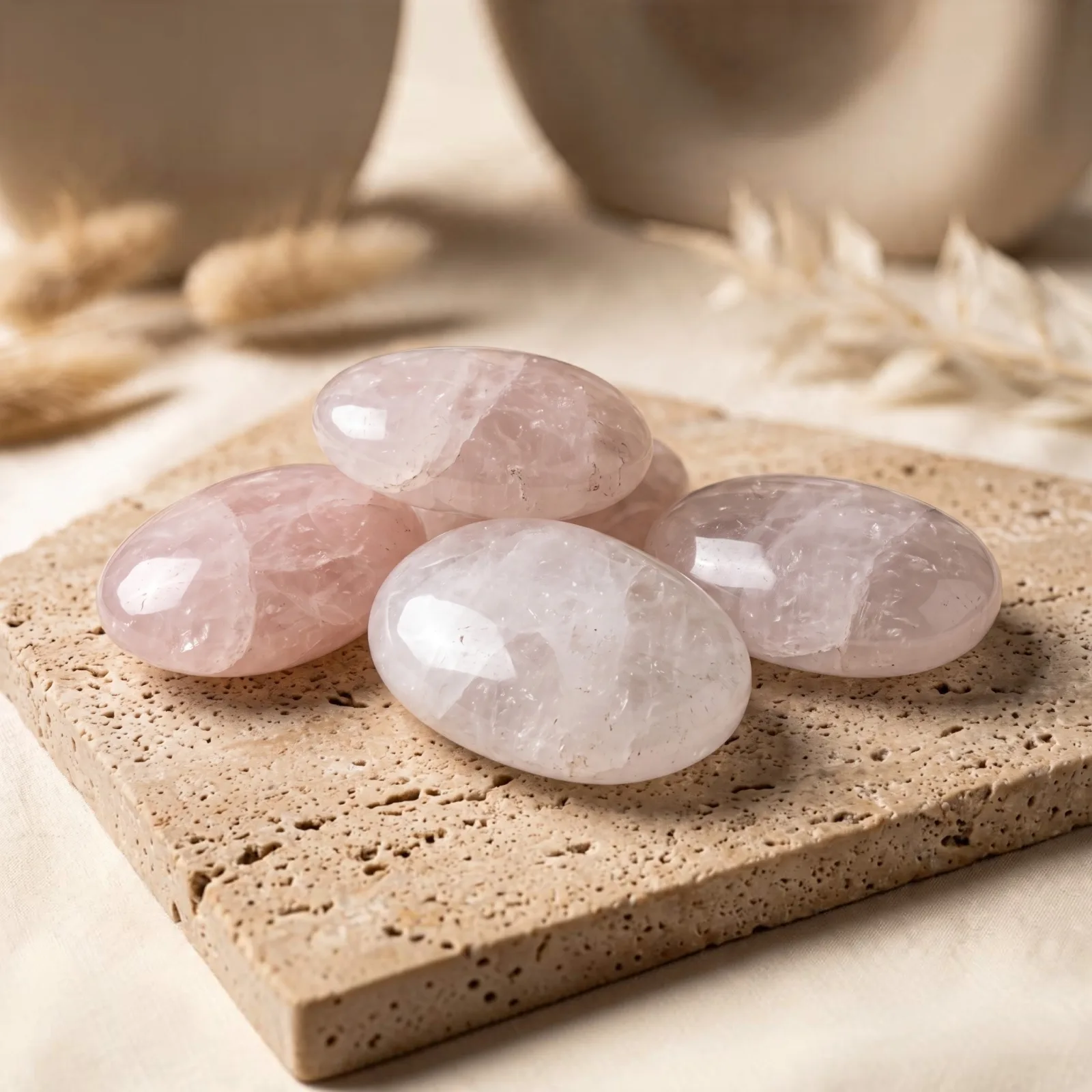 Rose Quartz Palm Stone