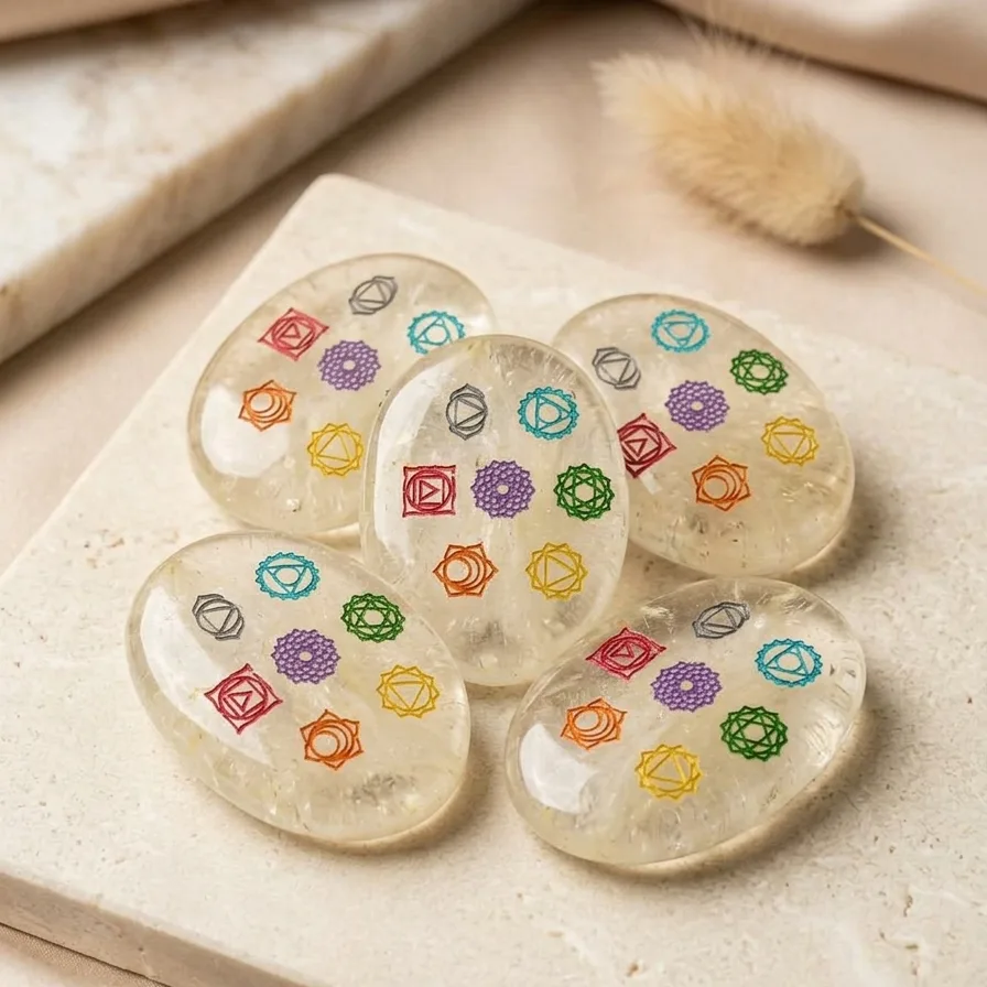 Seven Chakra's Palm Stone