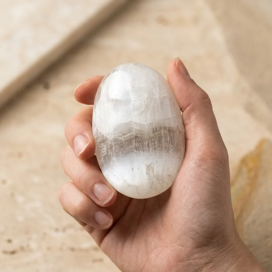 Selenite Palm Stone