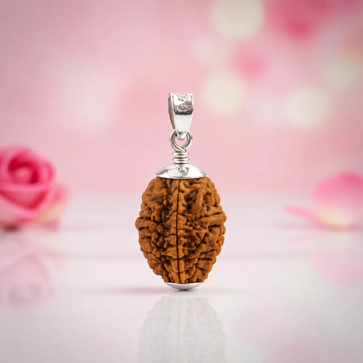  Natural 2 Mukhi Rudraksha Pendant-Silver (92.5)